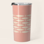 Mid Century Modern Fish Stripe Minimalist Pattern in Soft Blush Pink and Cream Travel Mug Gallery Image 3