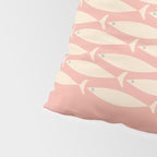 Mid Century Modern Fish Stripe Minimalist Pattern in Soft Blush Pink and Cream Pillow Sham Gallery Image 4