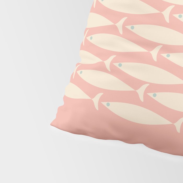 Mid Century Modern Fish Stripe Minimalist Pattern in Soft Blush Pink and Cream Pillow Sham Gallery Image 4