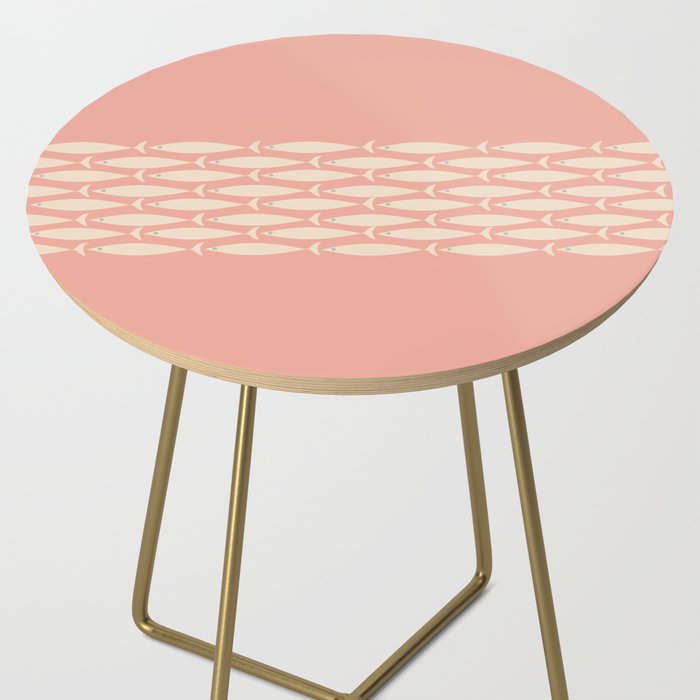 Mid Century Modern Fish Stripe Minimalist Pattern in Soft Blush Pink and Cream Side Table Gallery Image 2