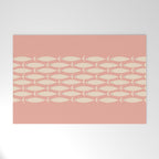 Mid Century Modern Fish Stripe Minimalist Pattern in Soft Blush Pink and Cream Welcome Mat Gallery Image 1