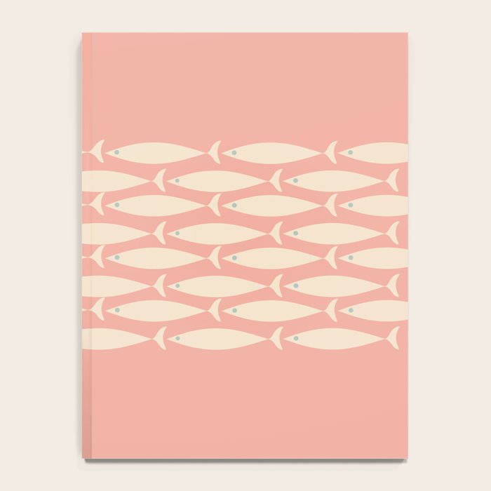 Mid Century Modern Fish Stripe Minimalist Pattern in Soft Blush Pink and Cream Notebook Gallery Image 4