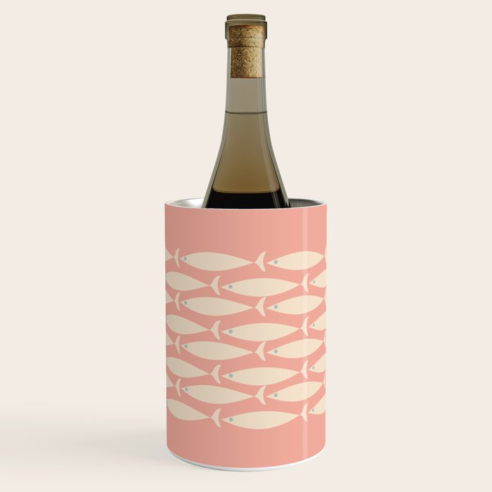 Mid Century Modern Fish Stripe Minimalist Pattern in Soft Blush Pink and Cream Wine Chiller Gallery Image 1