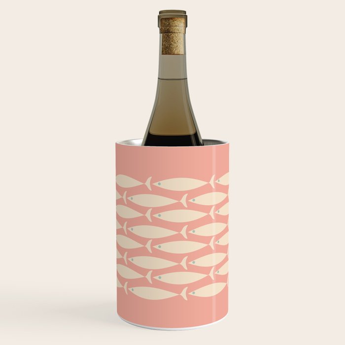 Mid Century Modern Fish Stripe Minimalist Pattern in Soft Blush Pink and Cream Wine Chiller Gallery Image 2