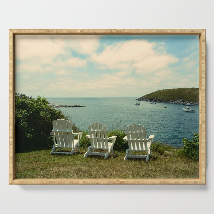 Summer Afternoon - ocean seascape nature photograph Serving Tray Gallery Image 1
