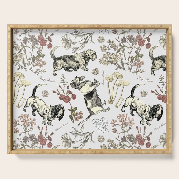 BASSET HOUNDS and MAGICAL MUSCHROOMS  Serving Tray Gallery Image 1