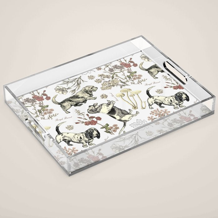 BASSET HOUNDS and MAGICAL MUSCHROOMS  Acrylic Tray Gallery Image 1