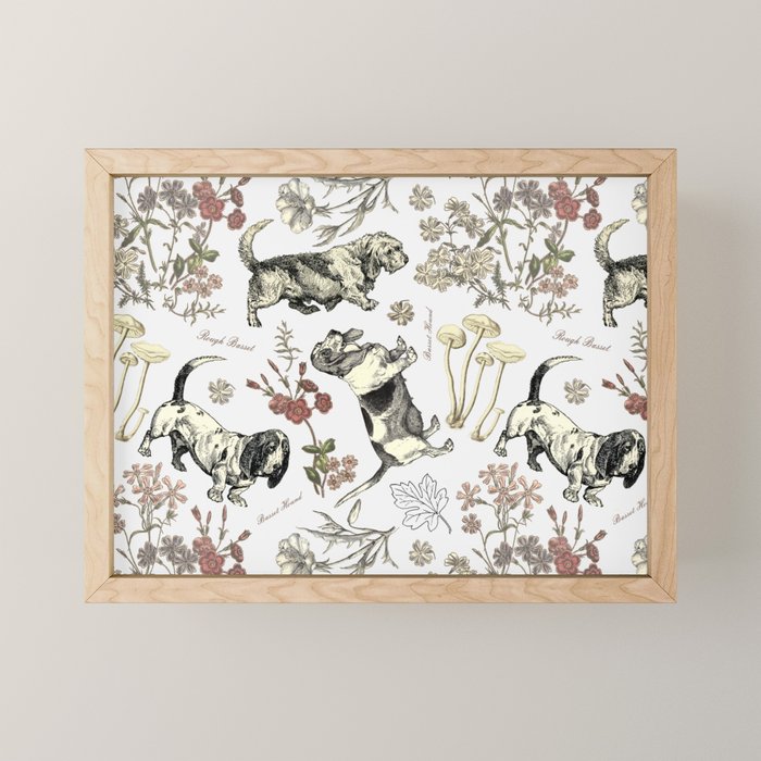 BASSET HOUNDS and MAGICAL MUSCHROOMS  Mini Art Print Gallery Image 1