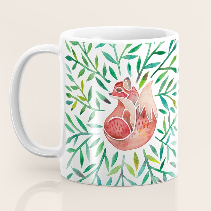 Woodland Fox - Green Leaves Coffee Mug Gallery Image 3