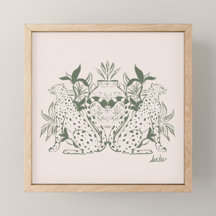 Cheetah Symmetry lines (olive) Mini Art Print Gallery Image 1