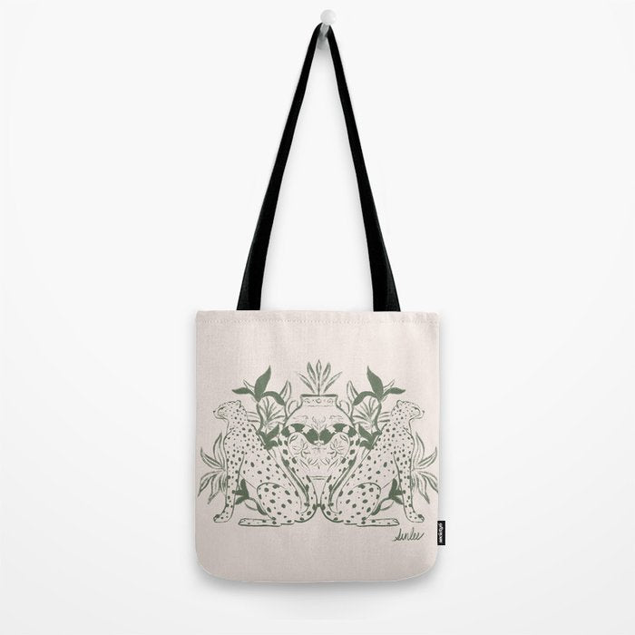 Cheetah Symmetry lines (olive) Tote Bag Gallery Image 2