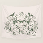 Cheetah Symmetry lines (olive) Wall Tapestry Gallery Image 4