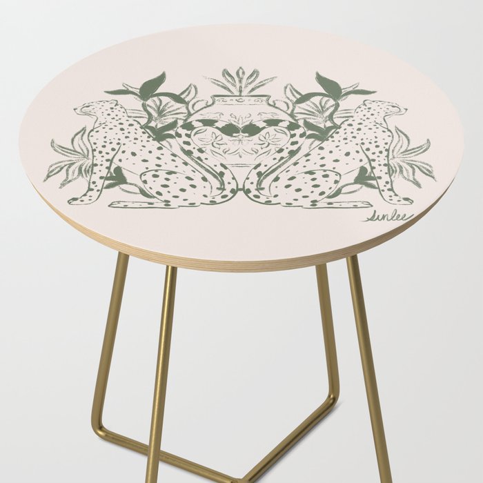 Cheetah Symmetry lines (olive) Side Table Gallery Image 2
