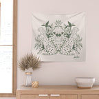 Cheetah Symmetry lines (olive) Wall Tapestry Gallery Image 2