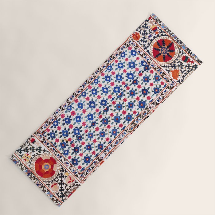 Kermina Nim Suzani  Antique Uzbekistan Embroidery Print Yoga Mat Gallery Image 1