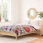 Kermina Nim Suzani  Antique Uzbekistan Embroidery Print Duvet Cover Gallery Image 2