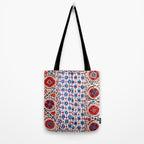Kermina Nim Suzani  Antique Uzbekistan Embroidery Print Tote Bag Gallery Image 2