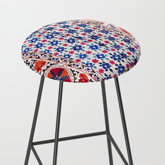 Kermina Nim Suzani  Antique Uzbekistan Embroidery Print Stool Gallery Image 2