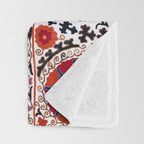 Kermina Nim Suzani  Antique Uzbekistan Embroidery Print Throw Blanket Gallery Image 3