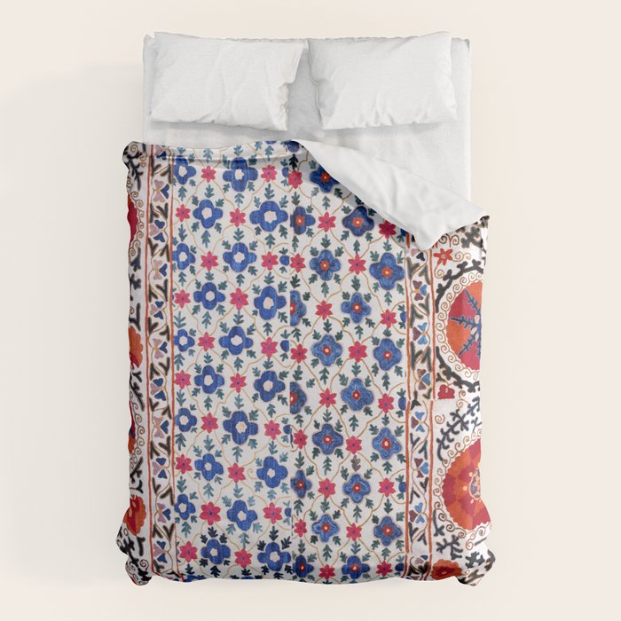 Kermina Nim Suzani  Antique Uzbekistan Embroidery Print Duvet Cover Gallery Image 1