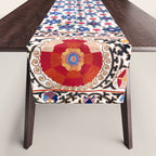 Kermina Nim Suzani  Antique Uzbekistan Embroidery Print Table Runner Gallery Image 1