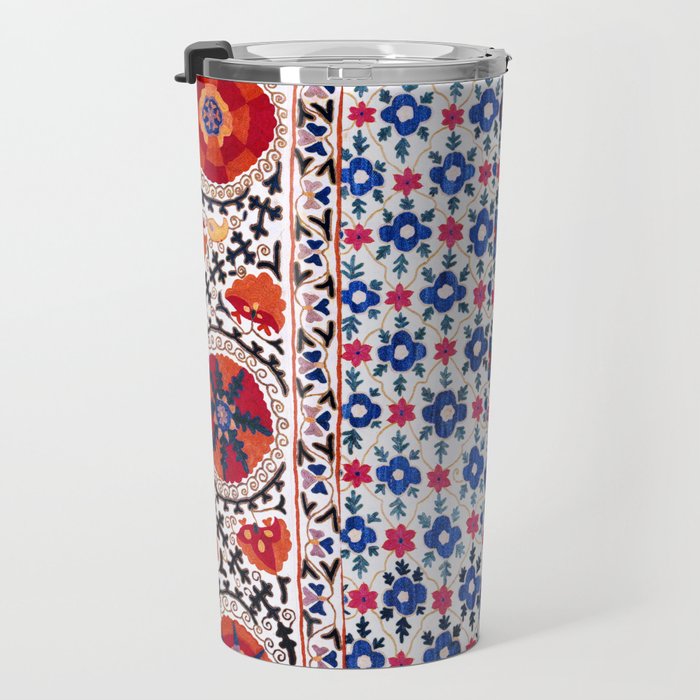 Kermina Nim Suzani  Antique Uzbekistan Embroidery Print Travel Mug Gallery Image 3