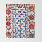 Kermina Nim Suzani  Antique Uzbekistan Embroidery Print Throw Blanket Gallery Image 2
