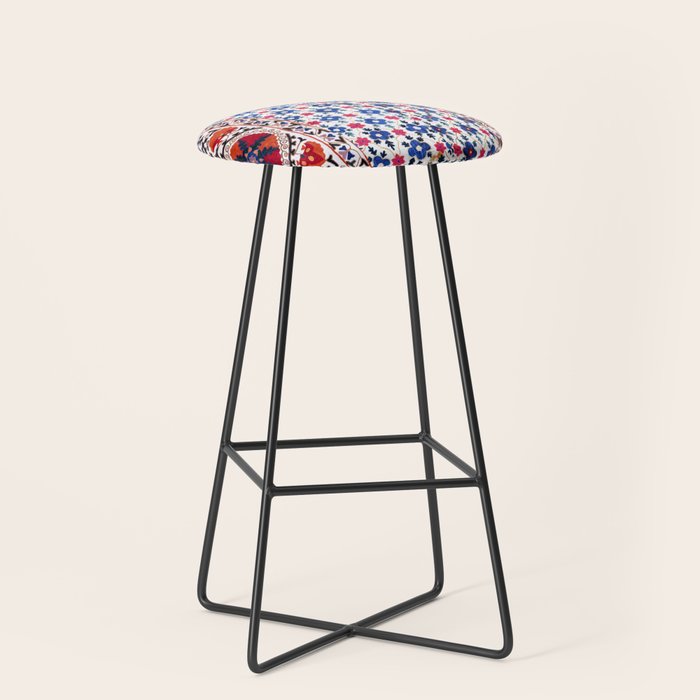 Kermina Nim Suzani  Antique Uzbekistan Embroidery Print Stool Gallery Image 1