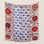 Kermina Nim Suzani  Antique Uzbekistan Embroidery Print Wall Tapestry Gallery Image 4