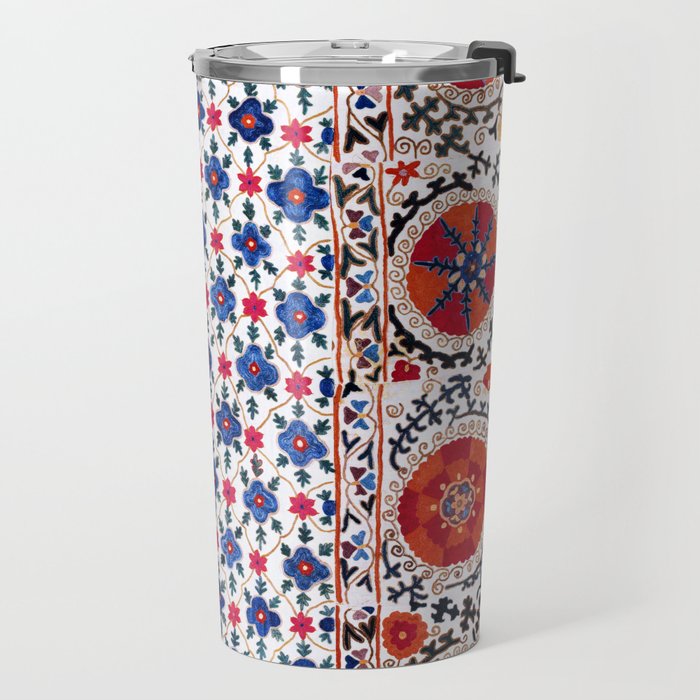 Kermina Nim Suzani  Antique Uzbekistan Embroidery Print Travel Mug Gallery Image 2