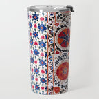 Kermina Nim Suzani  Antique Uzbekistan Embroidery Print Travel Mug Gallery Image 2