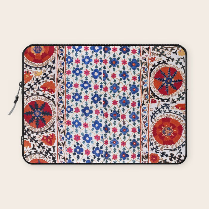 Kermina Nim Suzani  Antique Uzbekistan Embroidery Print Laptop Sleeve Gallery Image 1