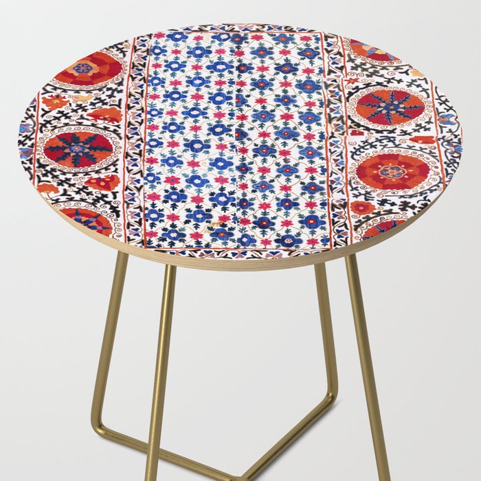Kermina Nim Suzani  Antique Uzbekistan Embroidery Print Side Table Gallery Image 2