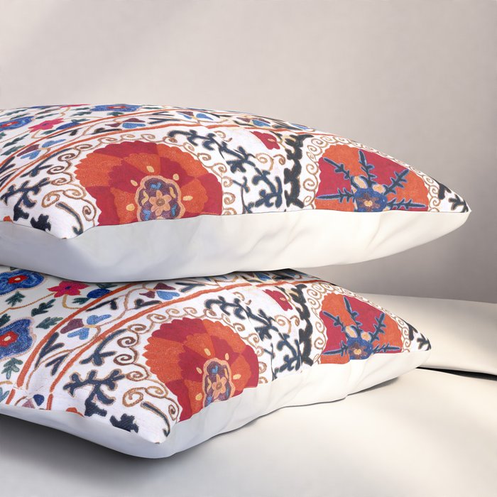 Kermina Nim Suzani  Antique Uzbekistan Embroidery Print Pillow Sham Gallery Image 3