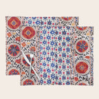 Kermina Nim Suzani  Antique Uzbekistan Embroidery Print Placemat Gallery Image 1