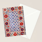 Kermina Nim Suzani  Antique Uzbekistan Embroidery Print Stationery Card Gallery Image 2