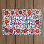 Kermina Nim Suzani  Antique Uzbekistan Embroidery Print Outdoor Rug Gallery Image 1