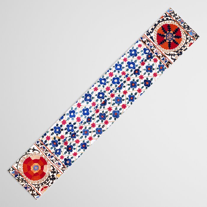 Kermina Nim Suzani  Antique Uzbekistan Embroidery Print Table Runner Gallery Image 3