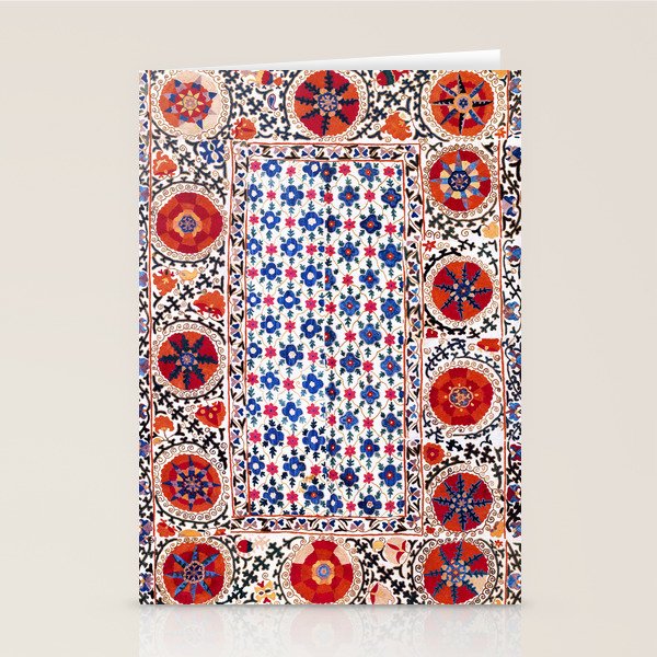 Kermina Nim Suzani  Antique Uzbekistan Embroidery Print Stationery Card Gallery Image 2