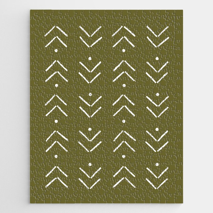 Arrow Lines Pattern Design 7 in olive green Jigsaw Puzzle Gallery Image 1