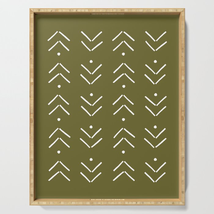 Arrow Lines Pattern Design 7 in olive green Serving Tray Gallery Image 1