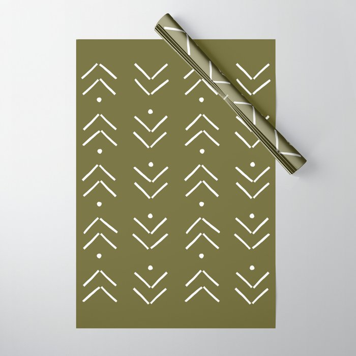 Arrow Lines Pattern Design 7 in olive green Wrapping Paper Gallery Image 1