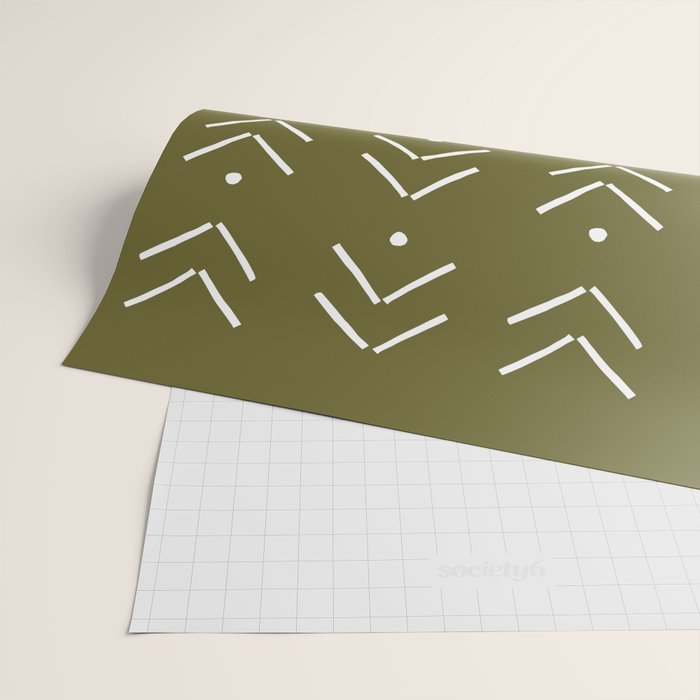 Arrow Lines Pattern Design 7 in olive green Wrapping Paper Gallery Image 2