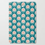 Scandinavian Floral Pattern, Turquoise, Peach and Salmon Pink Retro Flowers Cutting Board Gallery Image 1
