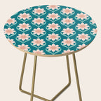 Scandinavian Floral Pattern, Turquoise, Peach and Salmon Pink Retro Flowers Side Table Gallery Image 2