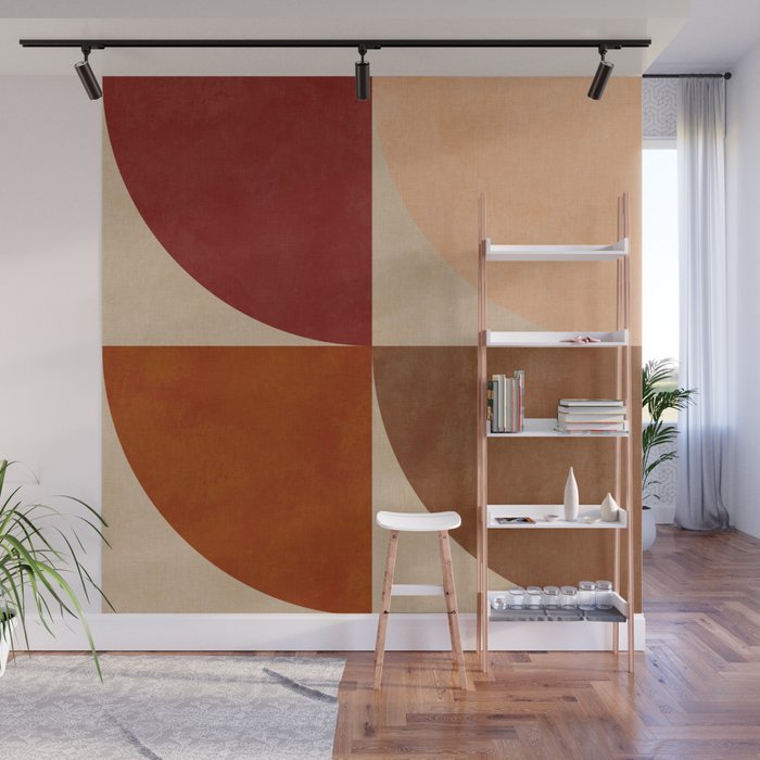 abstract retro shapes earthy 11 Wall Mural Gallery Image 1