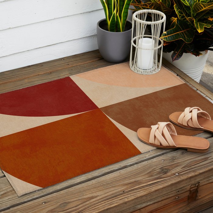abstract retro shapes earthy 11 Outdoor Rug Gallery Image 2
