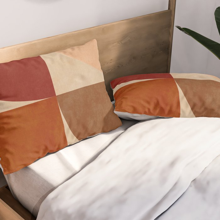 abstract retro shapes earthy 11 Pillow Sham Gallery Image 2