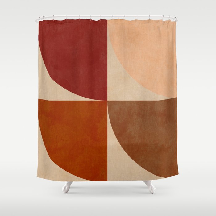 abstract retro shapes earthy 11 Shower Curtain Gallery Image 1