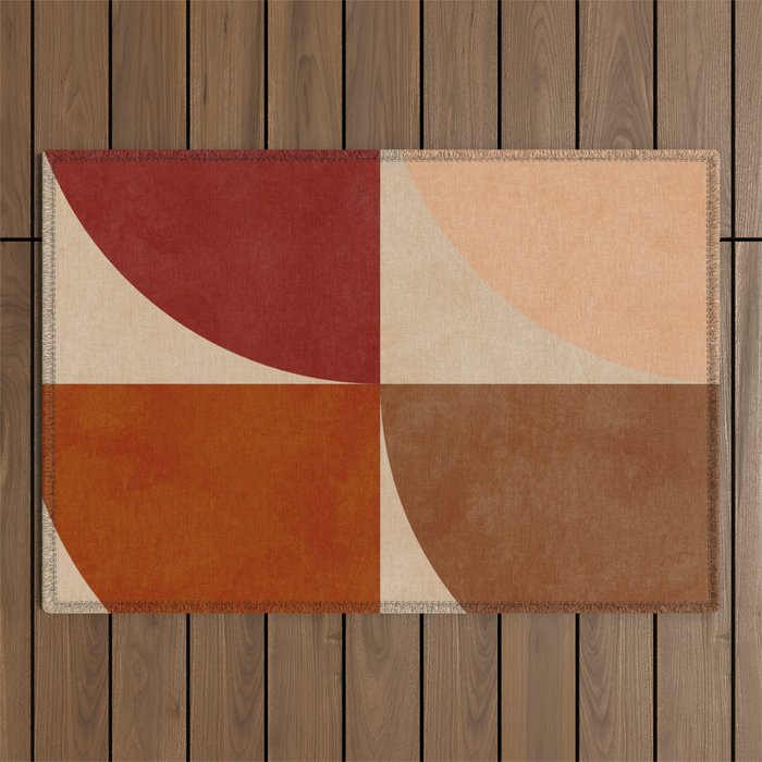 abstract retro shapes earthy 11 Outdoor Rug Gallery Image 1